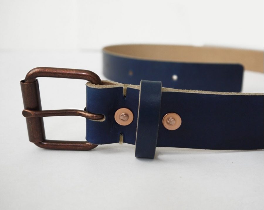 Handmade Leather Blue Belt