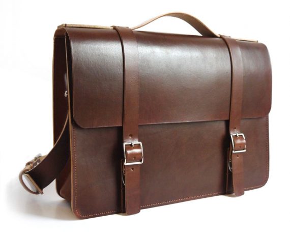 Faux Buckle Large Leather Messenger Bag – Thick Veg-Tan Leather