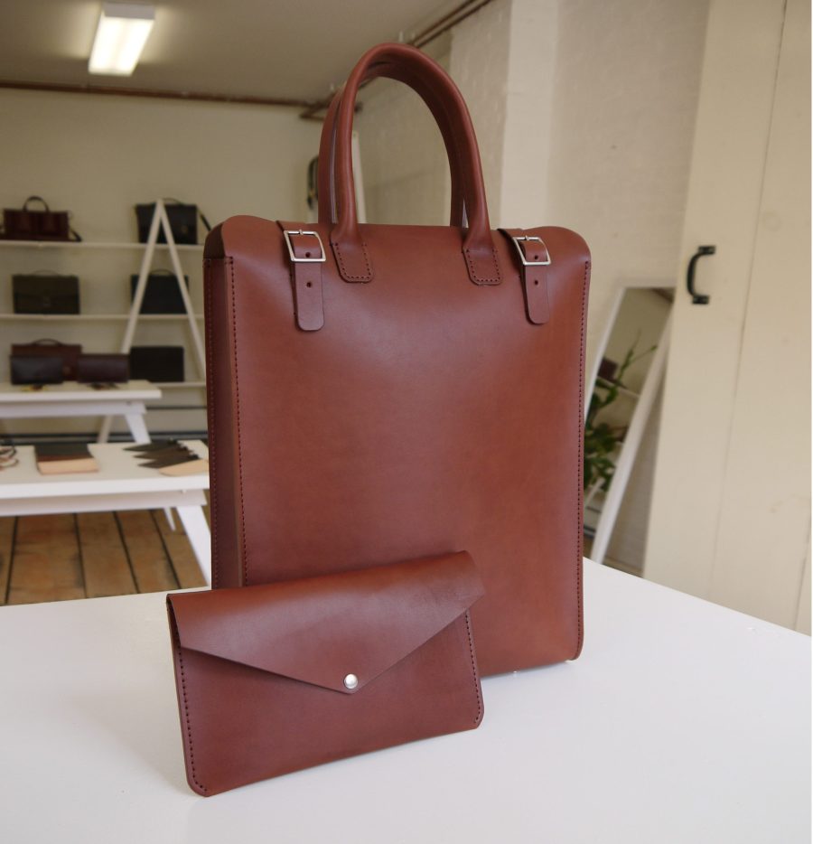 medium brown archtype tote with clutch 1