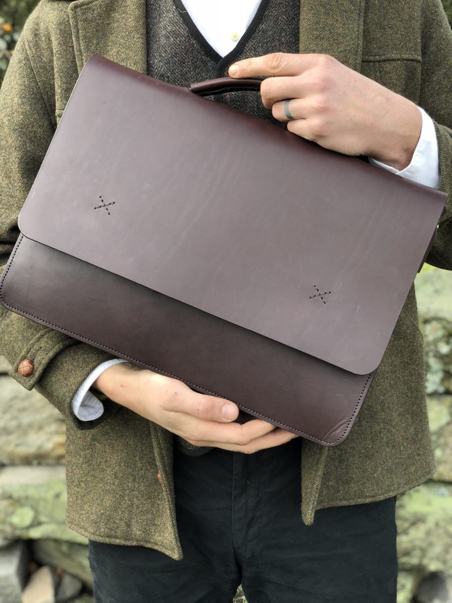 minimal brown briefcase bag